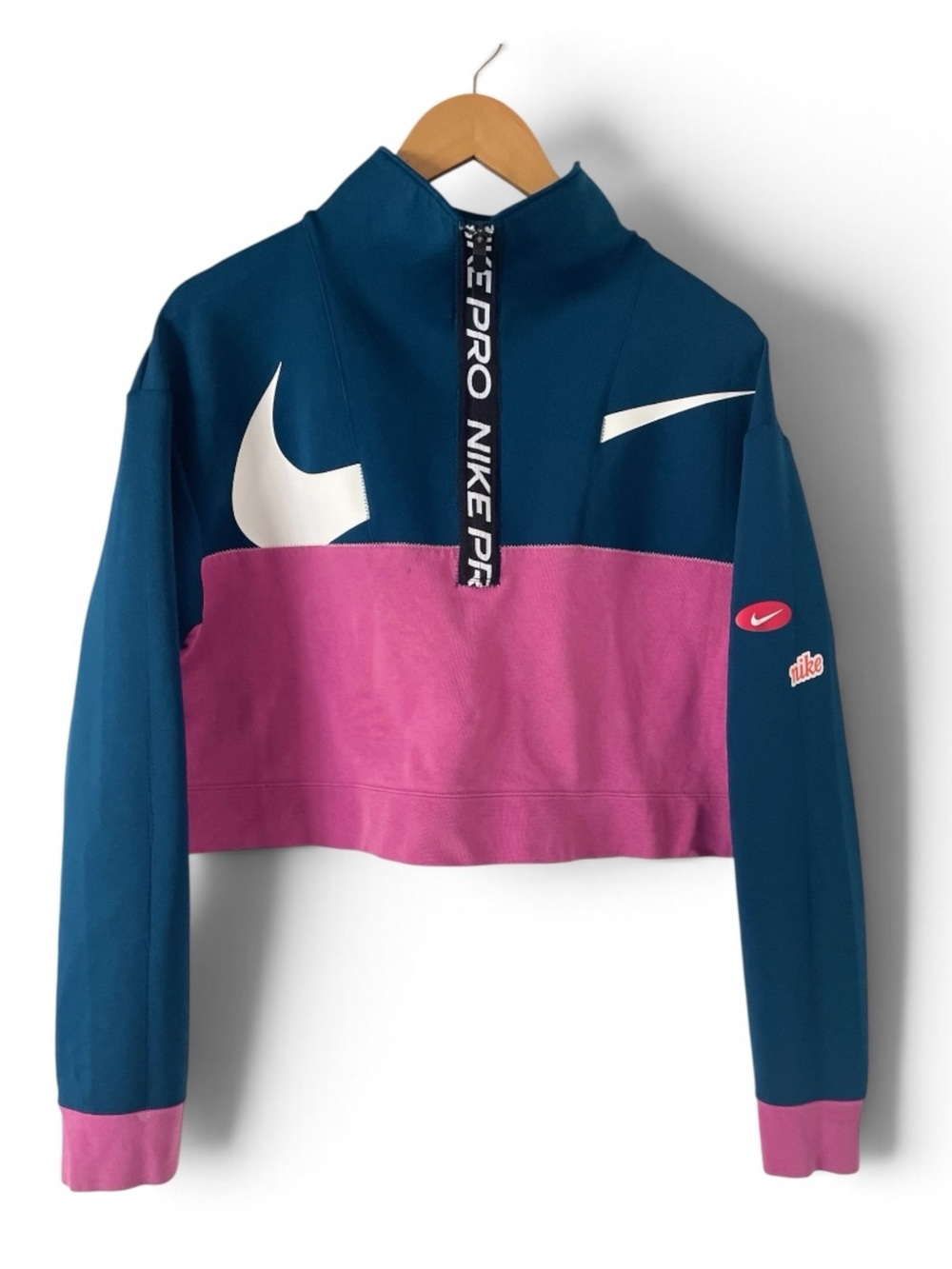 Nike Pro Dri-fit Color Block Training Pullover Cropped Jacket Sz Small